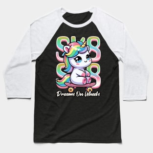 Unicorn Riding A Skateboard Baseball T-Shirt